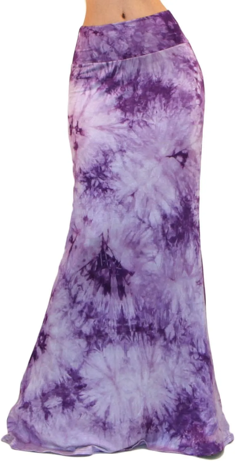 Vivicastle Women's USA Colorful Printed Fold Over Waist Long Maxi Skirt