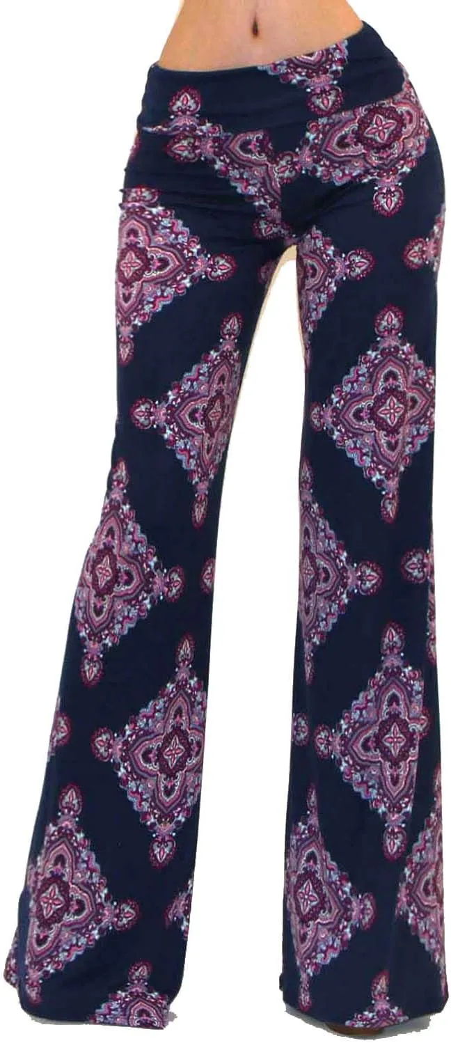 Vivicastle Women's USA Fold Over High Waist Wide Leg Long Palazzo Pants