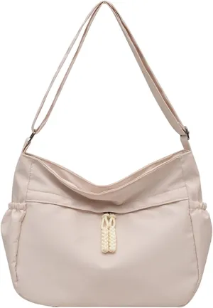 Waterproof Canvas Messenger Bag Women Multiple pockets Crossbody Shoulder Bag Spacious Student Tote with Water bottle Pocket
