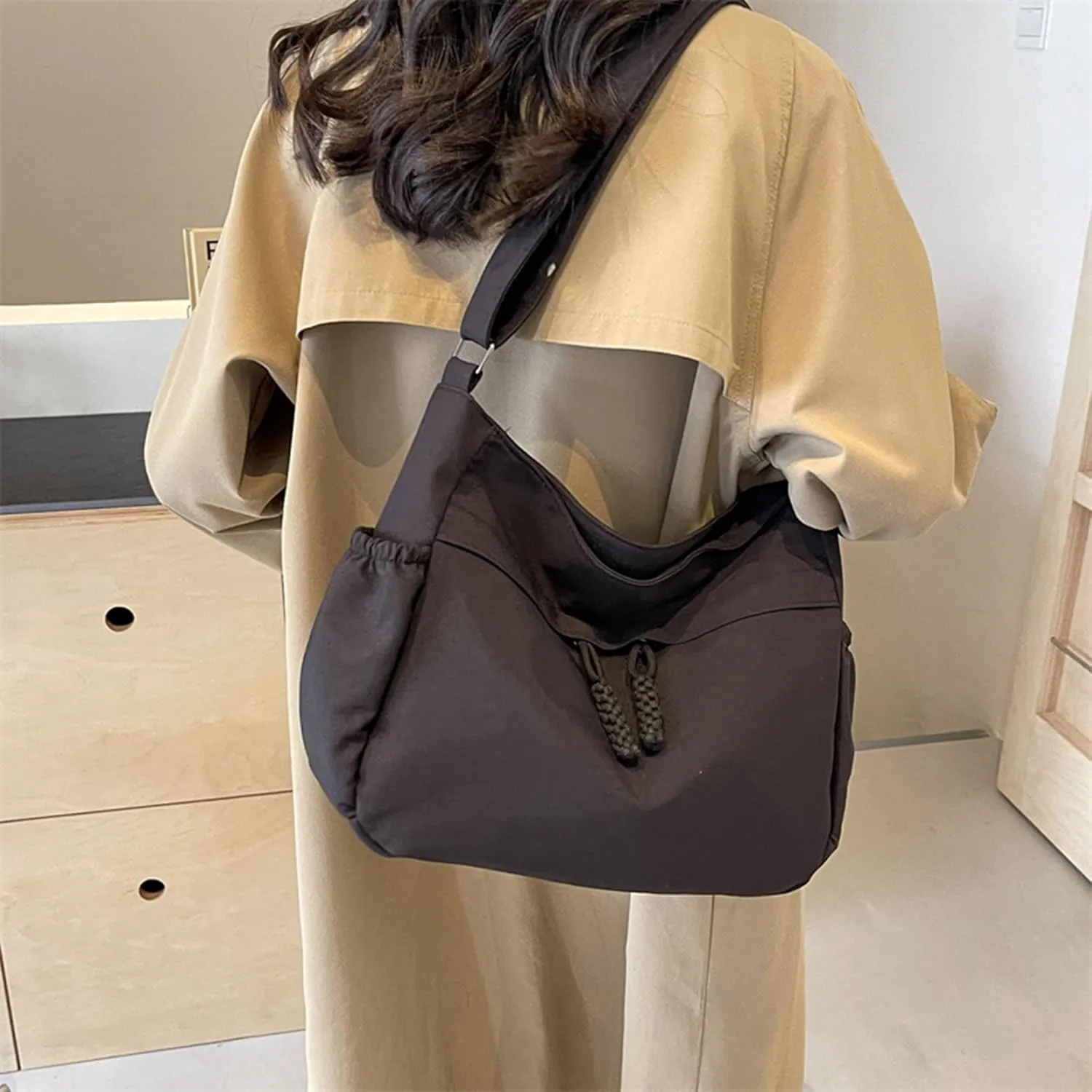 Waterproof Canvas Messenger Bag Women Multiple pockets Crossbody Shoulder Bag Spacious Student Tote with Water bottle Pocket