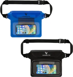 Waterproof Waist Pouch,Screen Touchable Dry Belt Bag,Waterproof Fanny Pack for Swimming Kayaking Snorkeling Beach (Black&Blue)