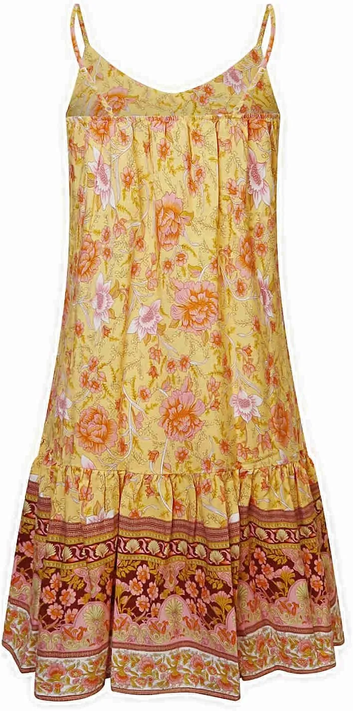 Watoriwa Women's Bohemian Print Dress - V-Neck,Loose Sleeveless, Spaghetti Strap Sundress & Coverup for Summer 2025