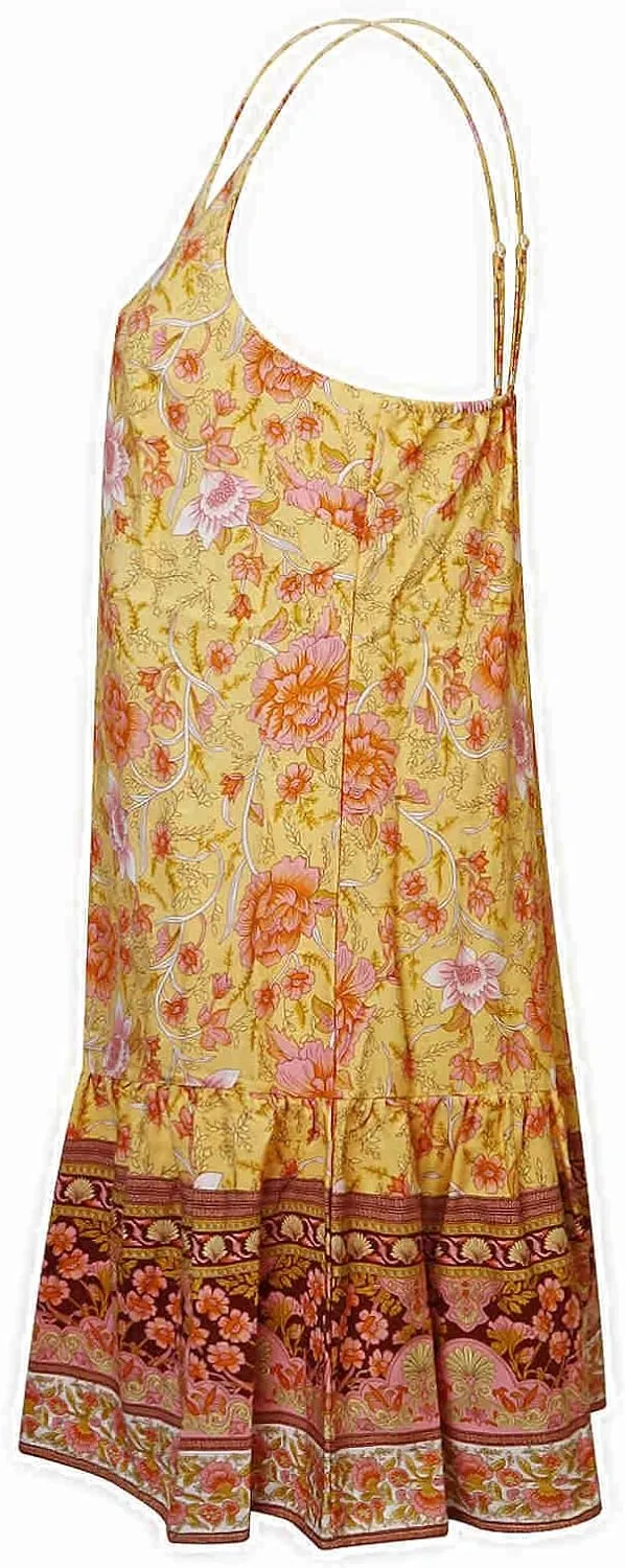 Watoriwa Women's Bohemian Print Dress - V-Neck,Loose Sleeveless, Spaghetti Strap Sundress & Coverup for Summer 2025