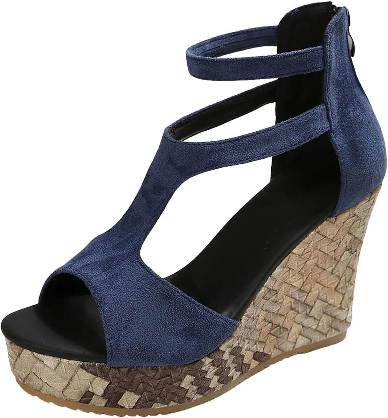 Wedge Sandals For Women Platform Wedges Heels,Women's Orthopedic High Heels Womens Dress Sexy Open Toe Summer Back Zipper Comfortable Shoes Bohe Comfy Walking Arch support Sandal for Daily Wear
