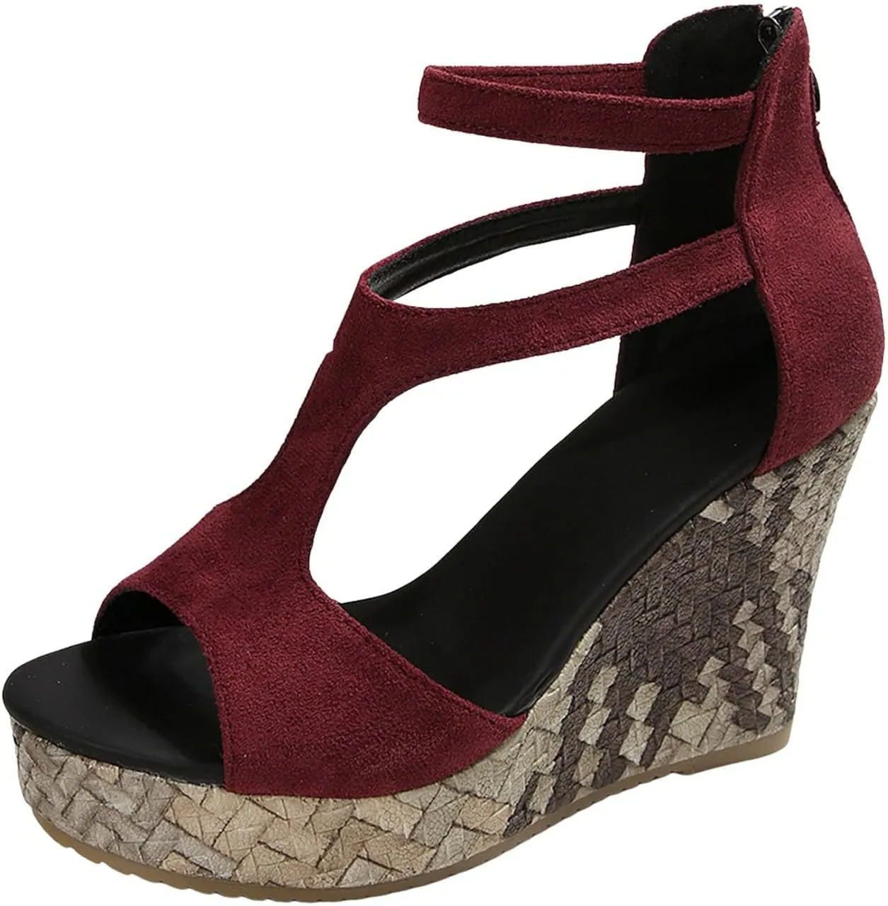 Wedge Sandals For Women Platform Wedges Heels,Women's Orthopedic High Heels Womens Dress Sexy Open Toe Summer Back Zipper Comfortable Shoes Bohe Comfy Walking Arch support Sandal for Daily Wear