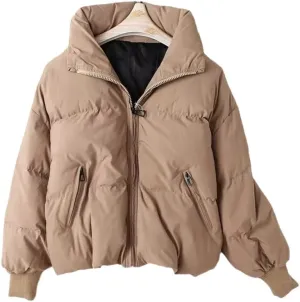 Winter Cotton Padded Coat Women's Loose Short Stand Collar Bread Coat Thicker Parkas Female Zipper Outwear