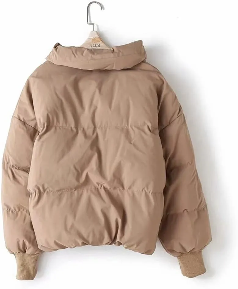 Winter Cotton Padded Coat Women's Loose Short Stand Collar Bread Coat Thicker Parkas Female Zipper Outwear