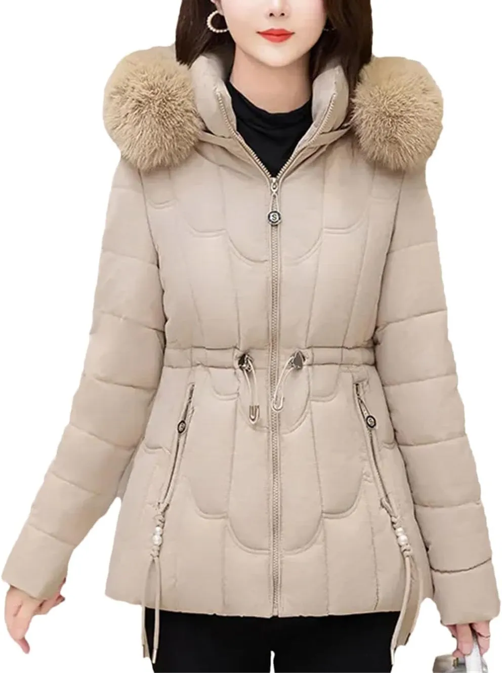 Winter Down Jacket Women Parkas Fashion Warm Cotton Padded Coat Ladies Short Overcoat Hooded Overwear Tops