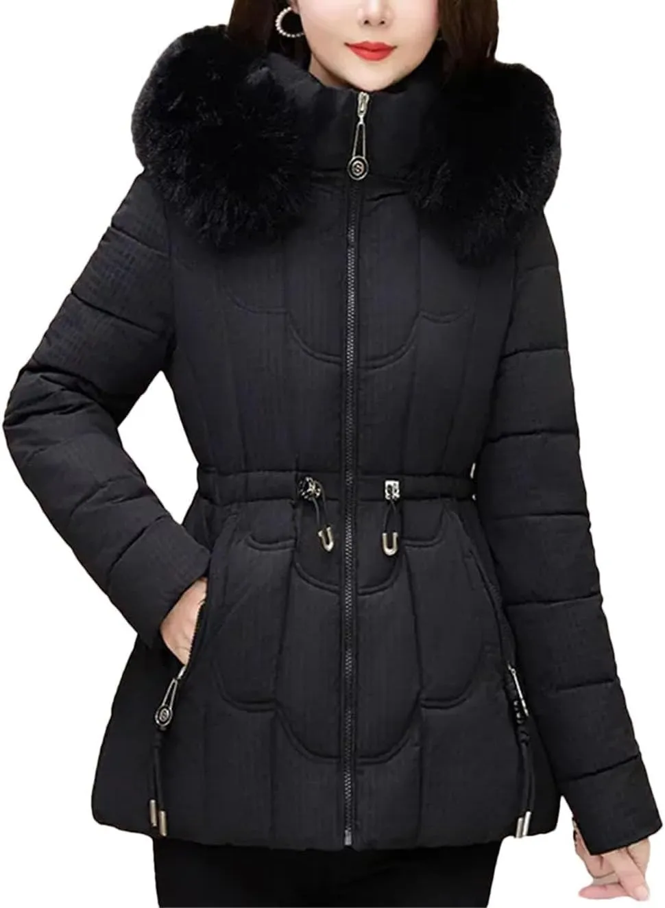 Winter Down Jacket Women Parkas Fashion Warm Cotton Padded Coat Ladies Short Overcoat Hooded Overwear Tops