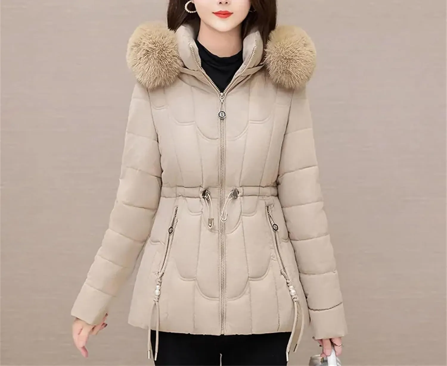 Winter Down Jacket Women Parkas Fashion Warm Cotton Padded Coat Ladies Short Overcoat Hooded Overwear Tops