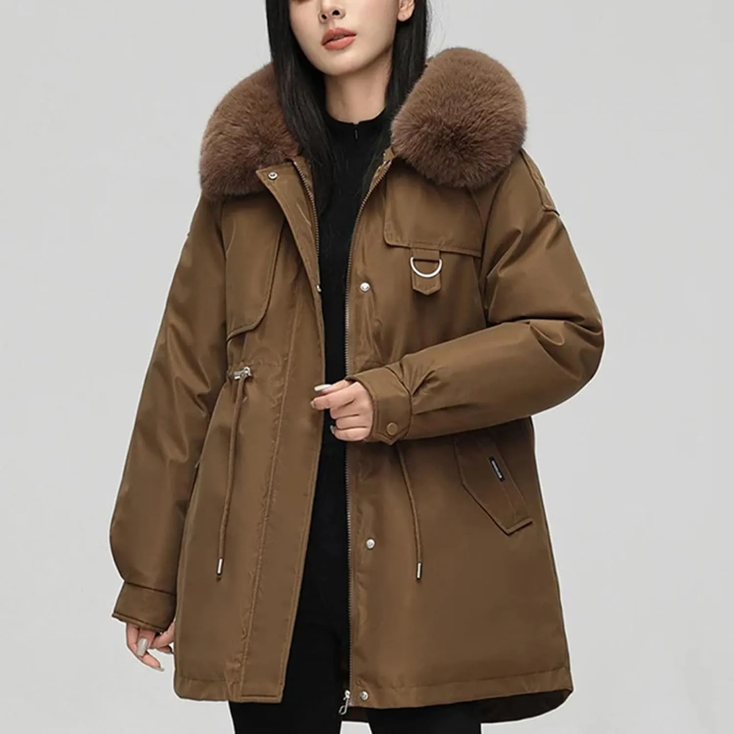 Winter Parka Collar Hooded Down Cotton Thick Warm Parkas Female Outerwear Winter Jacket Women Cotton Padded Coat