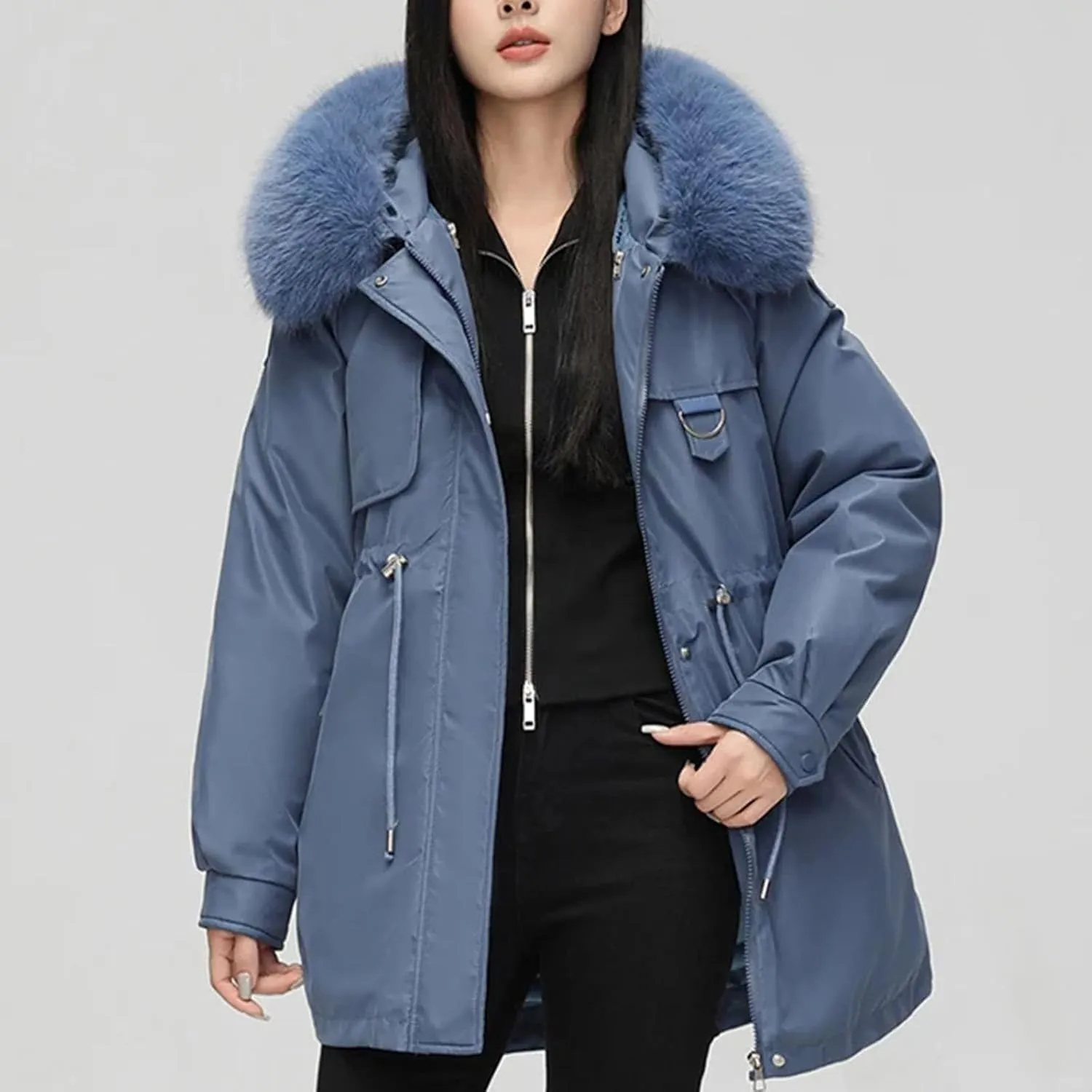 Winter Parka Collar Hooded Down Cotton Thick Warm Parkas Female Outerwear Winter Jacket Women Cotton Padded Coat