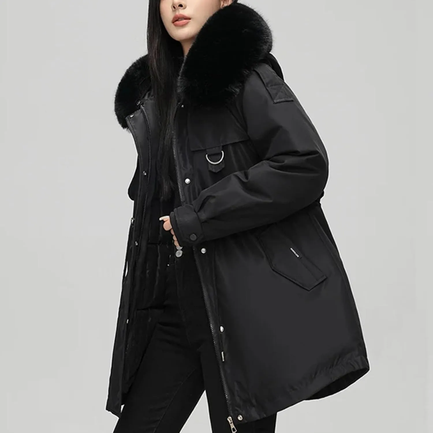 Winter Parka Collar Hooded Down Cotton Thick Warm Parkas Female Outerwear Winter Jacket Women Cotton Padded Coat