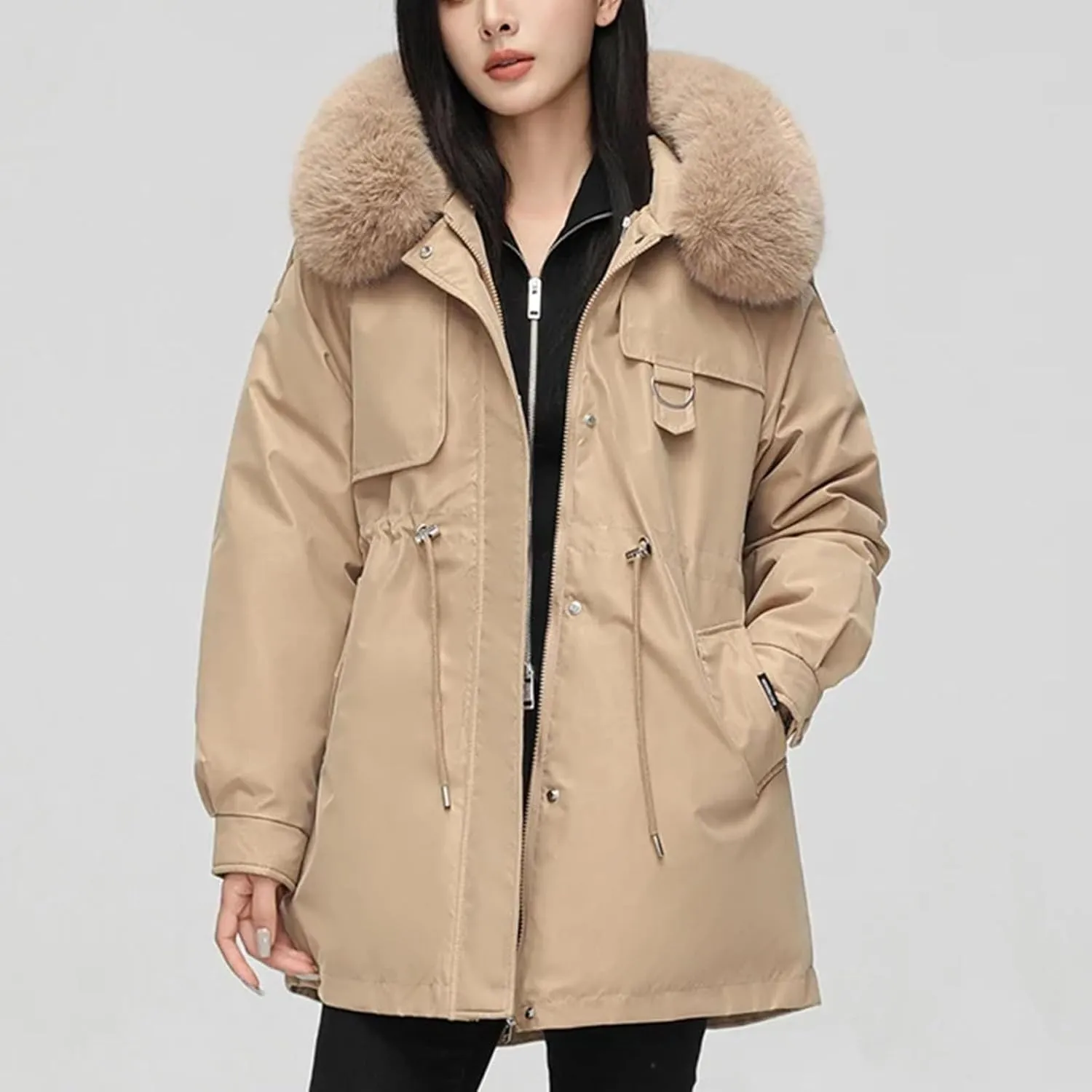 Winter Parka Collar Hooded Down Cotton Thick Warm Parkas Female Outerwear Winter Jacket Women Cotton Padded Coat