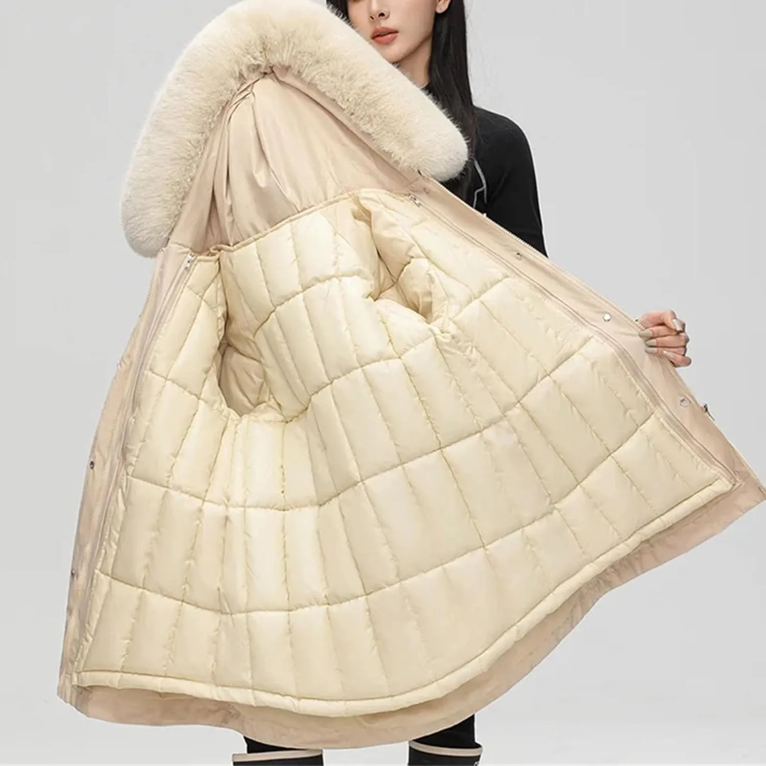 Winter Parka Collar Hooded Down Cotton Thick Warm Parkas Female Outerwear Winter Jacket Women Cotton Padded Coat