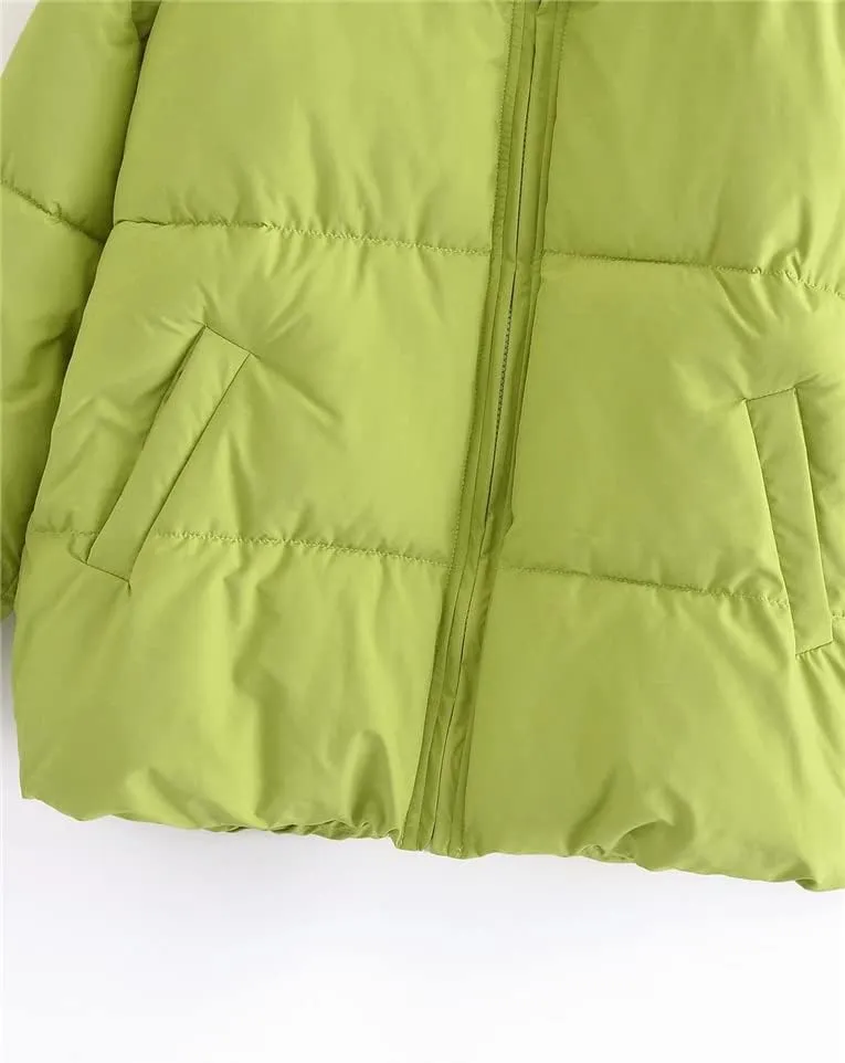 Winter Puffer Jacket Green Bubble Coat Women Parkas Thicker Cotton Padded Coat Fashion Outwear