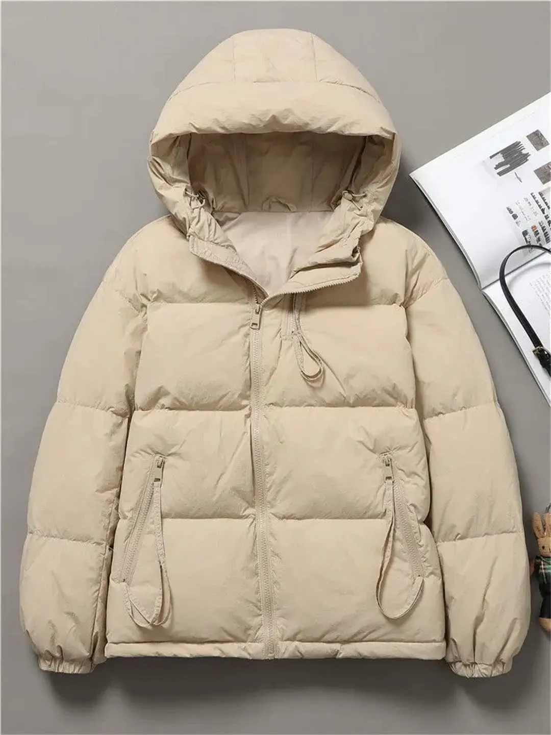 Winter Women Casual Hooded Cotton Jacket Thicken Warm Down Cotton Parkas Coat Zipper Padded Outwear Tops