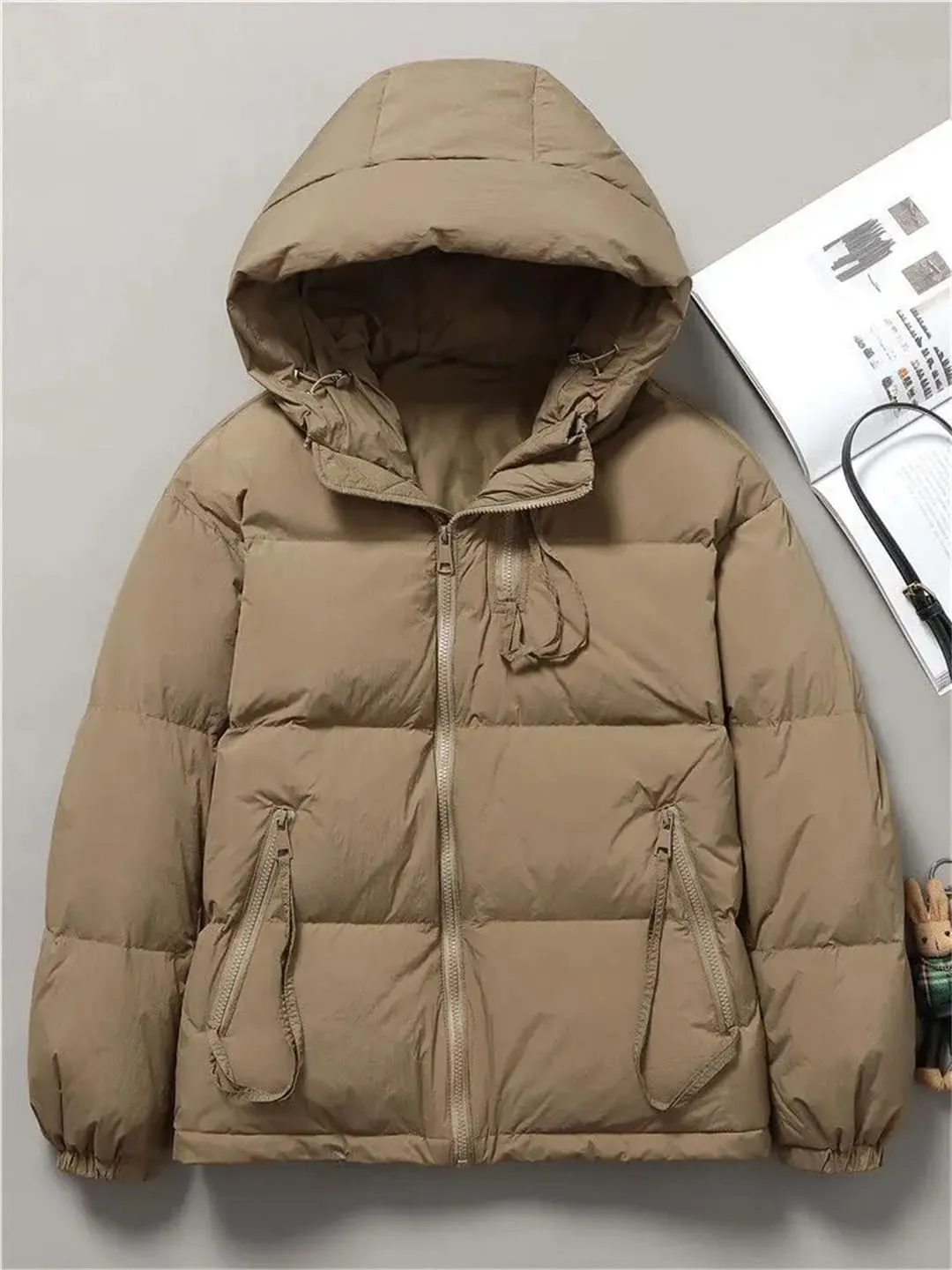 Winter Women Casual Hooded Cotton Jacket Thicken Warm Down Cotton Parkas Coat Zipper Padded Outwear Tops
