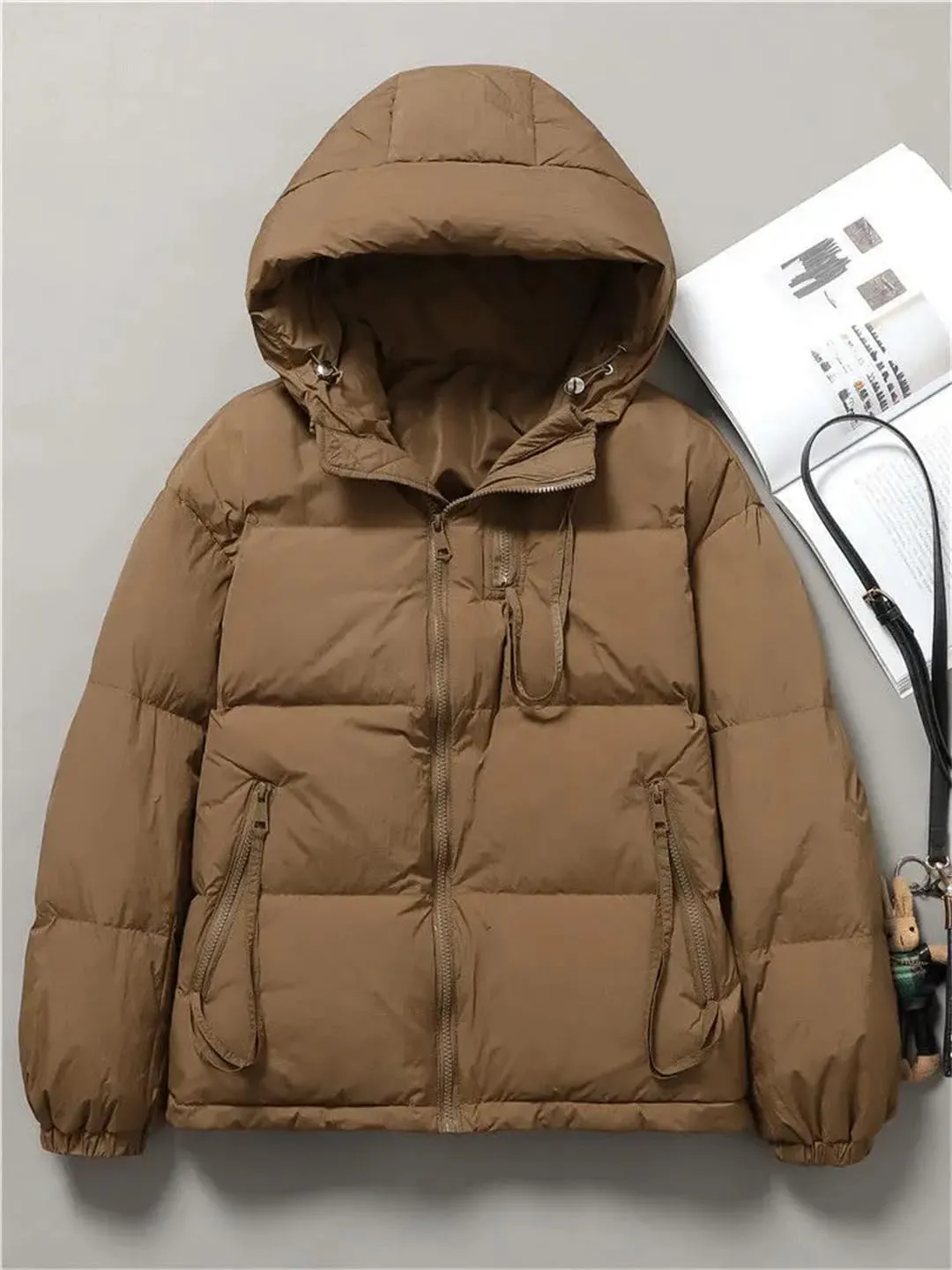 Winter Women Casual Hooded Cotton Jacket Thicken Warm Down Cotton Parkas Coat Zipper Padded Outwear Tops