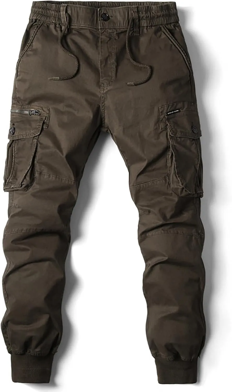wodceeke Men's Jogger Cargo Pants Summer Slim-Fit Tapered Trousers Casual Solid Elastic Waist Drawstring Work Pants