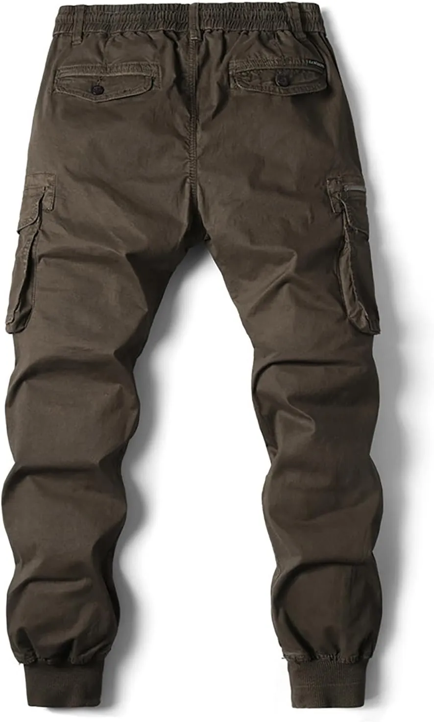 wodceeke Men's Jogger Cargo Pants Summer Slim-Fit Tapered Trousers Casual Solid Elastic Waist Drawstring Work Pants