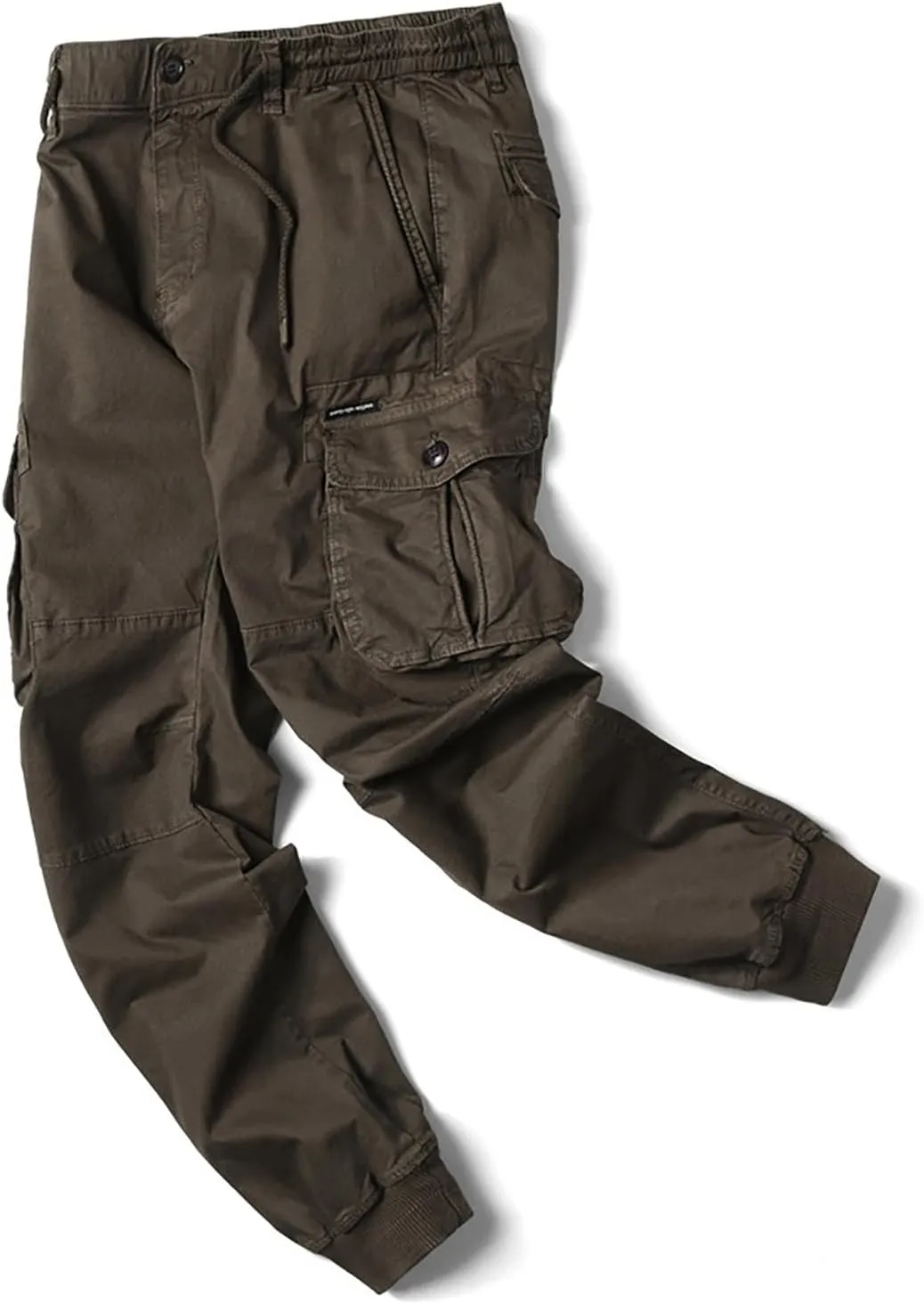 wodceeke Men's Jogger Cargo Pants Summer Slim-Fit Tapered Trousers Casual Solid Elastic Waist Drawstring Work Pants