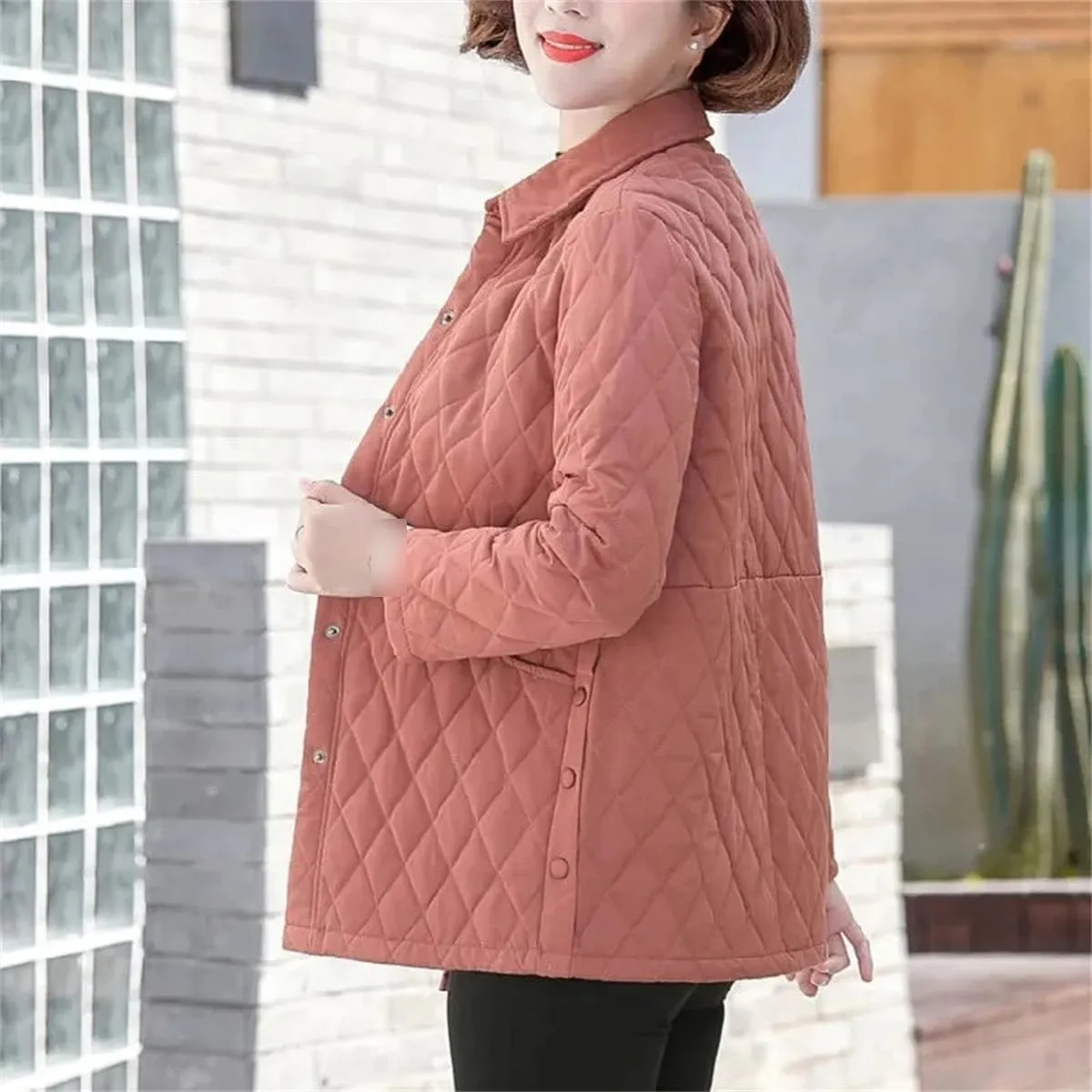 Women Autumn Winter Lightweight Cotton Padded Coat Women Middle Aged Mother Stylish Parkas