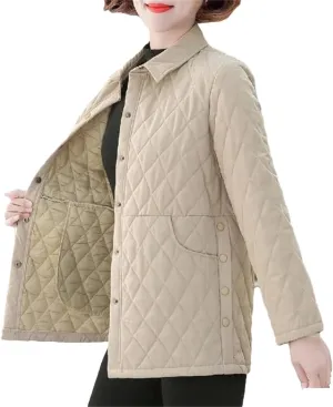 Women Autumn Winter Lightweight Cotton Padded Coat Women Middle Aged Mother Stylish Parkas