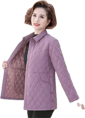 Women Autumn Winter Lightweight Cotton Padded Coat Women Middle Aged Mother Stylish Parkas