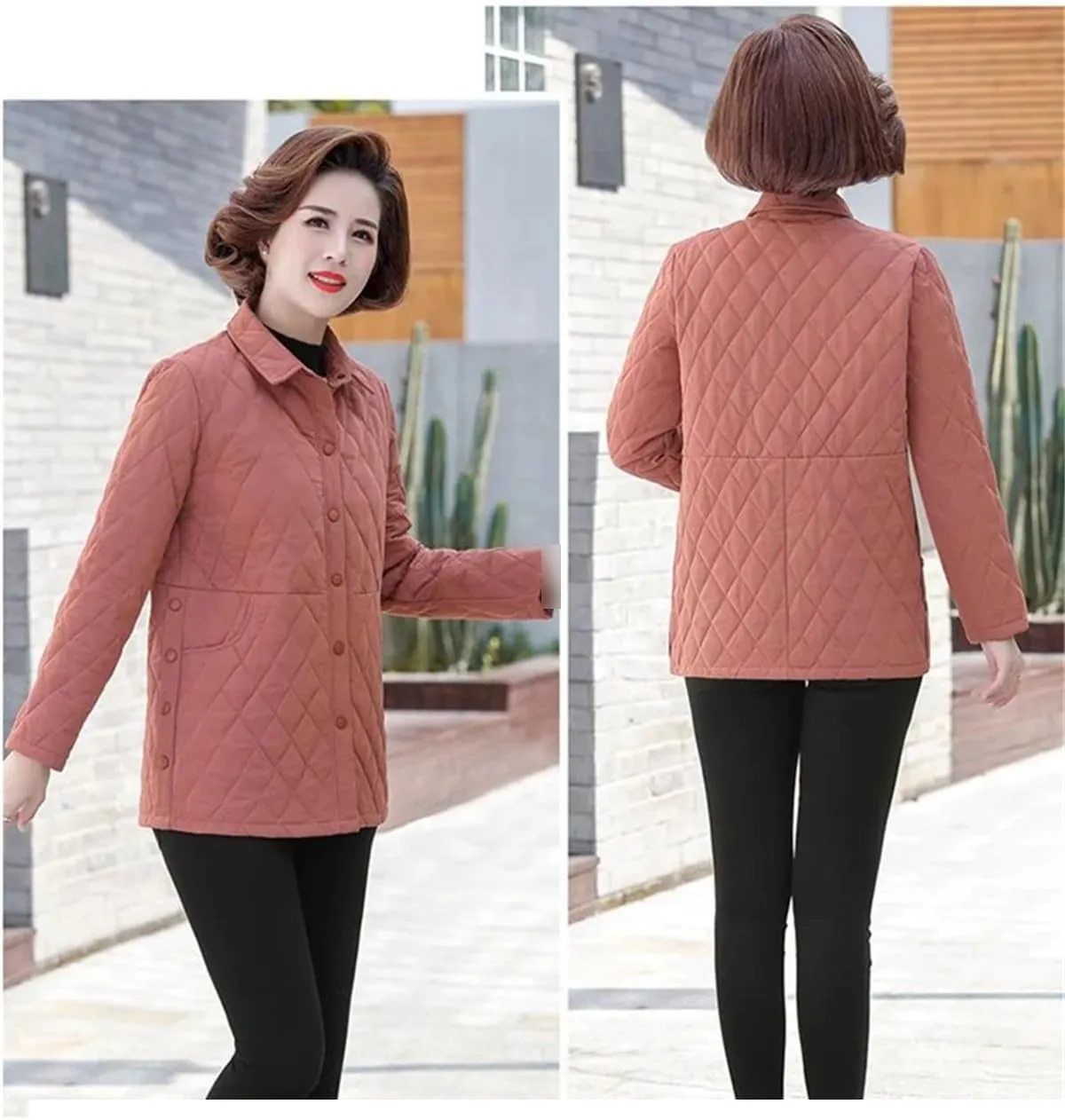 Women Autumn Winter Lightweight Cotton Padded Coat Women Middle Aged Mother Stylish Parkas