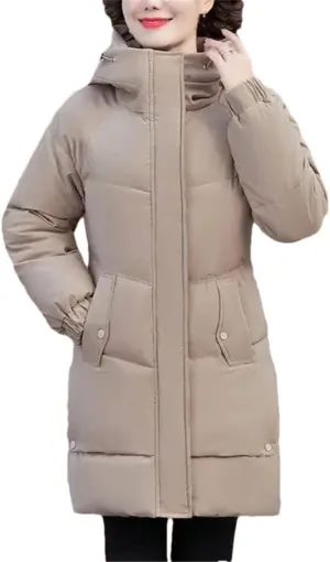 Women Cotton-Padded Coat Winter Hooded Jacket Women Plush Warm Parkas Mother Clothing Cotton Casual Outwear