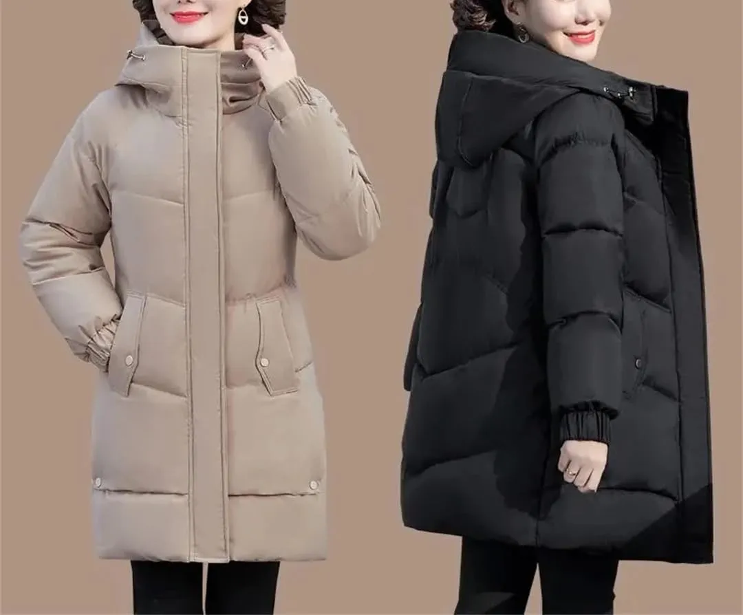 Women Cotton-Padded Coat Winter Hooded Jacket Women Plush Warm Parkas Mother Clothing Cotton Casual Outwear