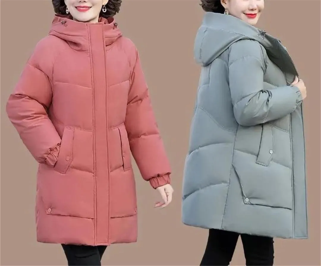 Women Cotton-Padded Coat Winter Hooded Jacket Women Plush Warm Parkas Mother Clothing Cotton Casual Outwear