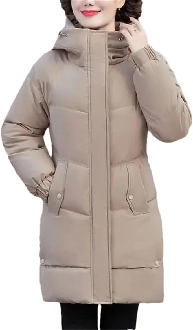 Women Cotton-Padded Coat Winter Hooded Jacket Women Plush Warm Parkas Mother Clothing Cotton Casual Outwear