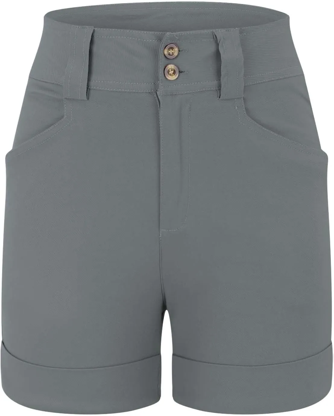 Women High Waisted Jean Shorts Stretchy Twill Denim Short for Women Folded Hem Chino Shorts Summer Jorts Plus Size