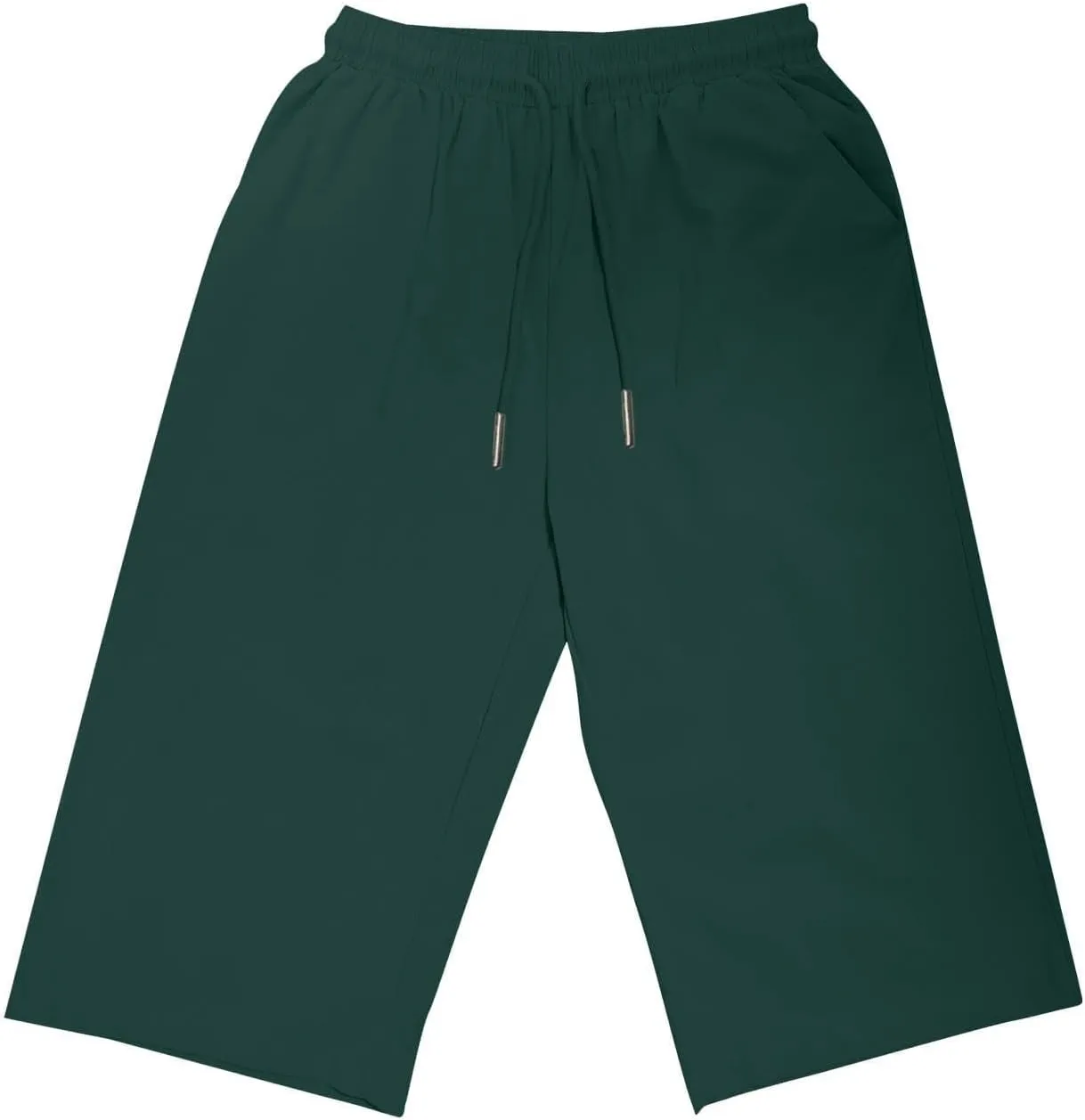 Women Linen Capri Pants Summer Drawstring Elastic Waisted Drawstring Shorts Ladies Casual Beach Pant with Pockets