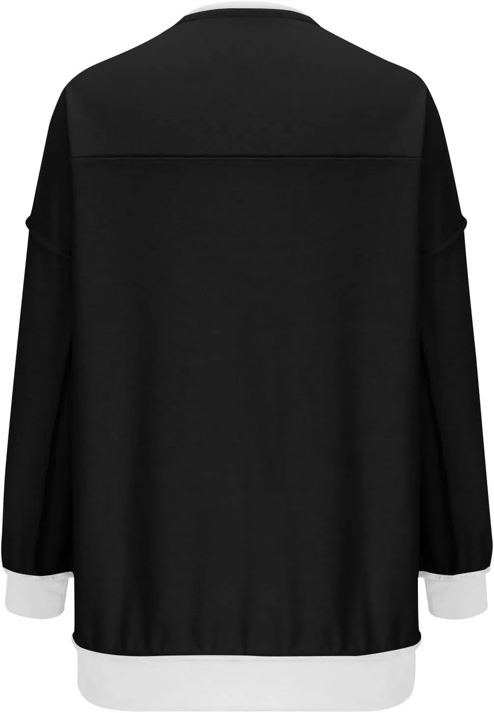 Women Oversized Sweatshirt Tops Colors Block Cute Sweater Comfort Button Ncek Pullover 2024 Fall Fashion Clothing