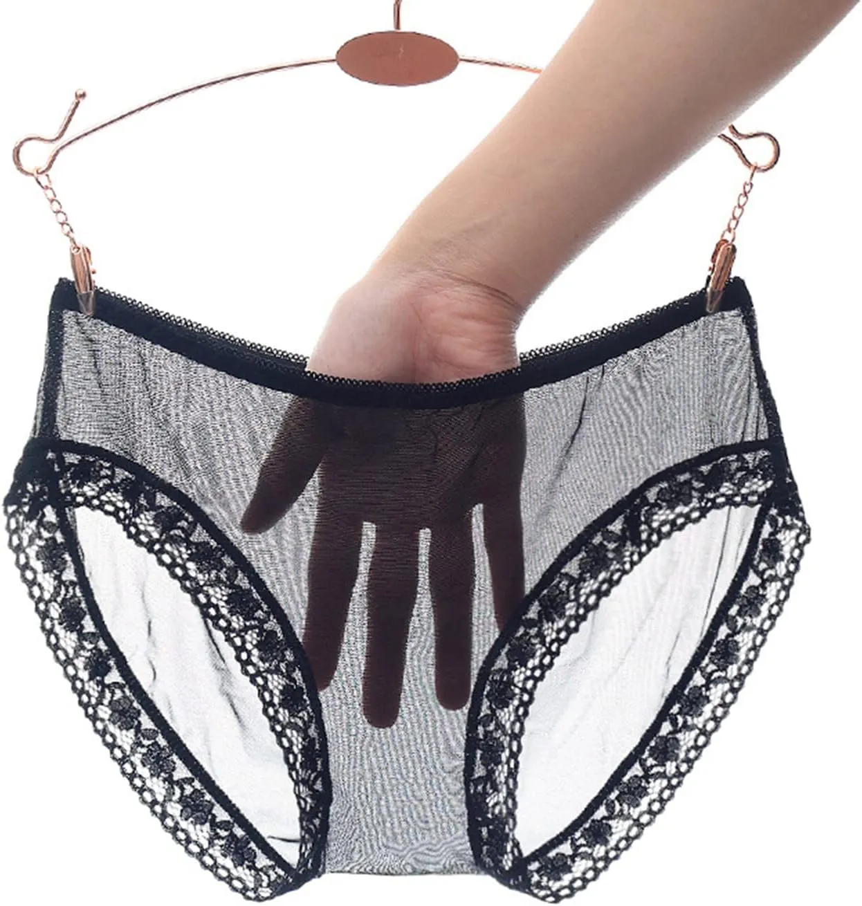 Women Sexy Ice Silk Sheer Lace Boyshorts Panties Underwear See Through Boxer Briefs Transparent Boy Shorts for Sex