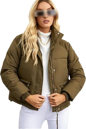 Women Short Parkas Jackets Autumn Winter Casual Pockets Thicken Outwear Casual Warm Snow Coat Cotton Padded Coats