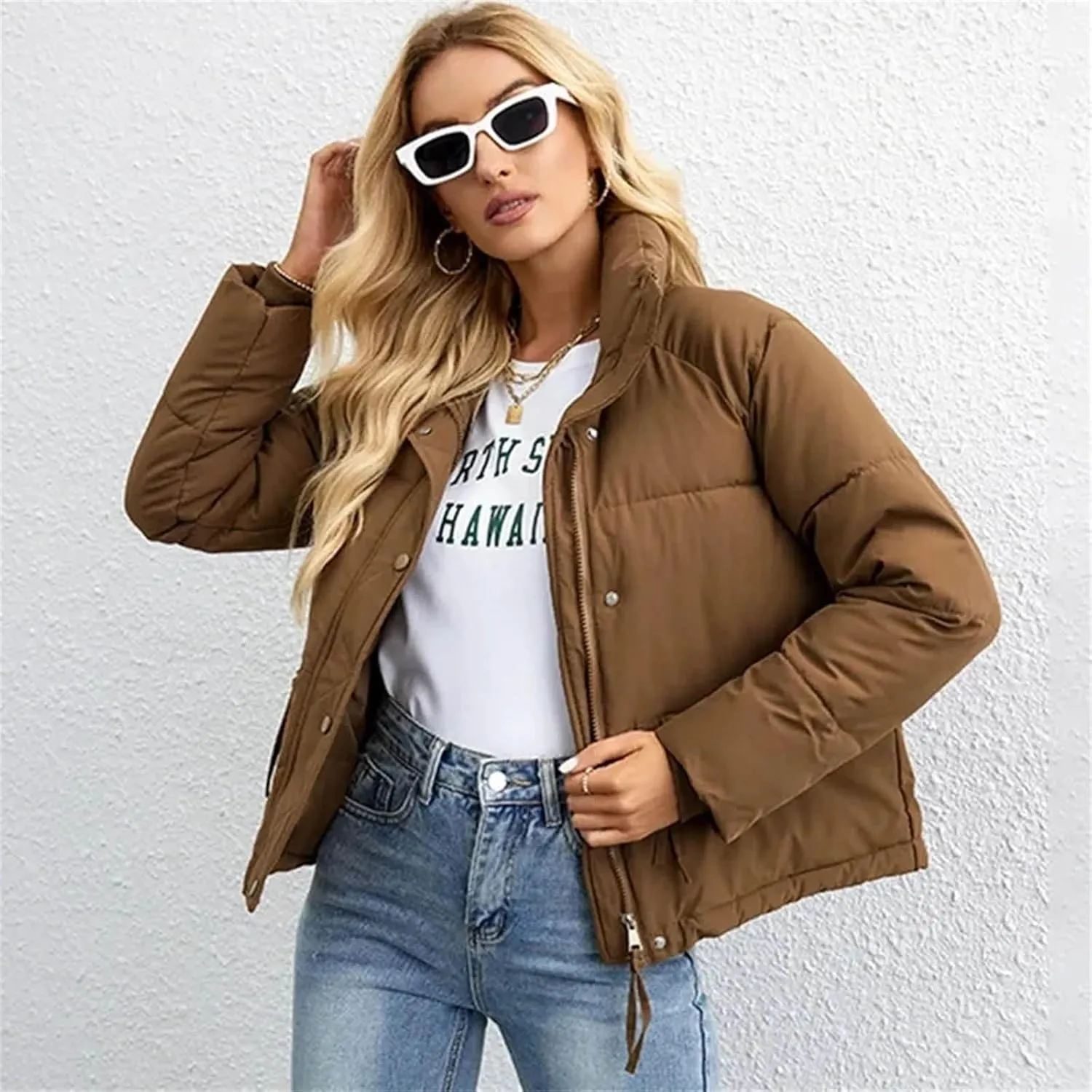 Women Short Parkas Jackets Autumn Winter Casual Pockets Thicken Outwear Casual Warm Snow Coat Cotton Padded Coats