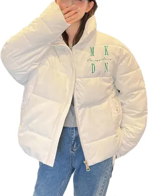 Women Thick Cotton Padded Coat Women Autumn Winter Down Jacekt Stand Collar Long Sleeve Oversize Loose Short Parkas