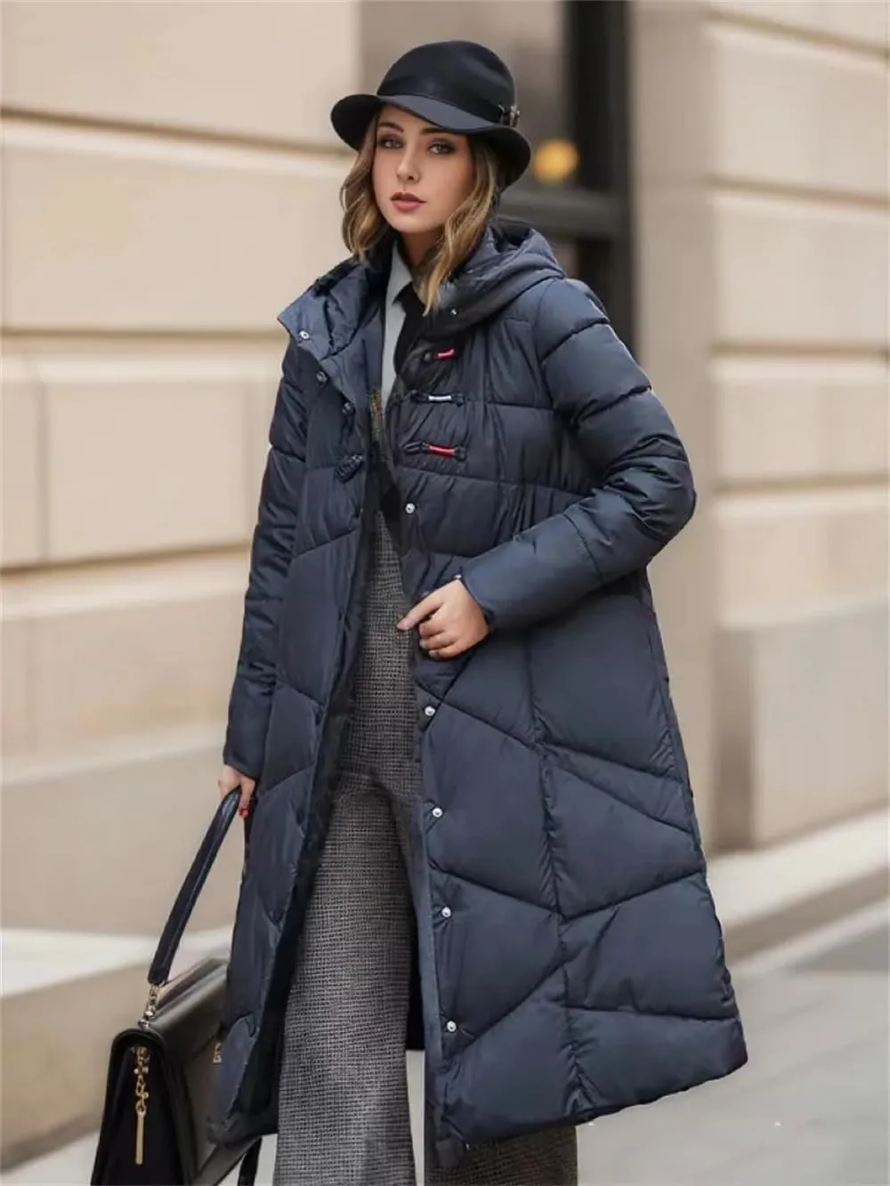 Women Thick Hooded Parkas Jackets Winter Warm Pockets Cotton Padded Coat Snow Wear Outwear