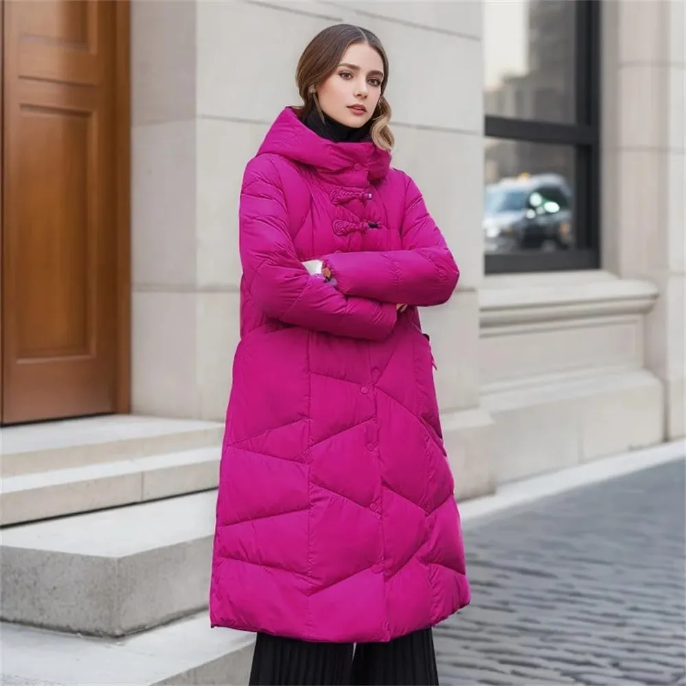 Women Thick Hooded Parkas Jackets Winter Warm Pockets Cotton Padded Coat Snow Wear Outwear