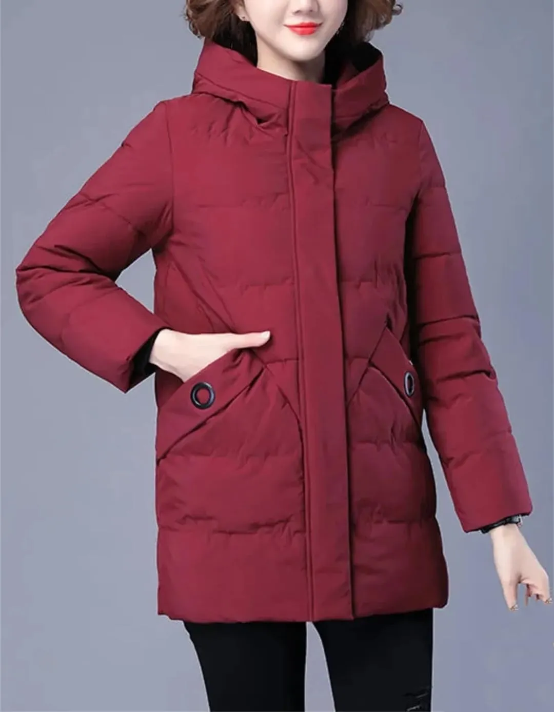 Women Winter Jacket Long Warm Parkas Coat Thicken Cotton Padded Coat Hooded Parka Loose Basic Outwear
