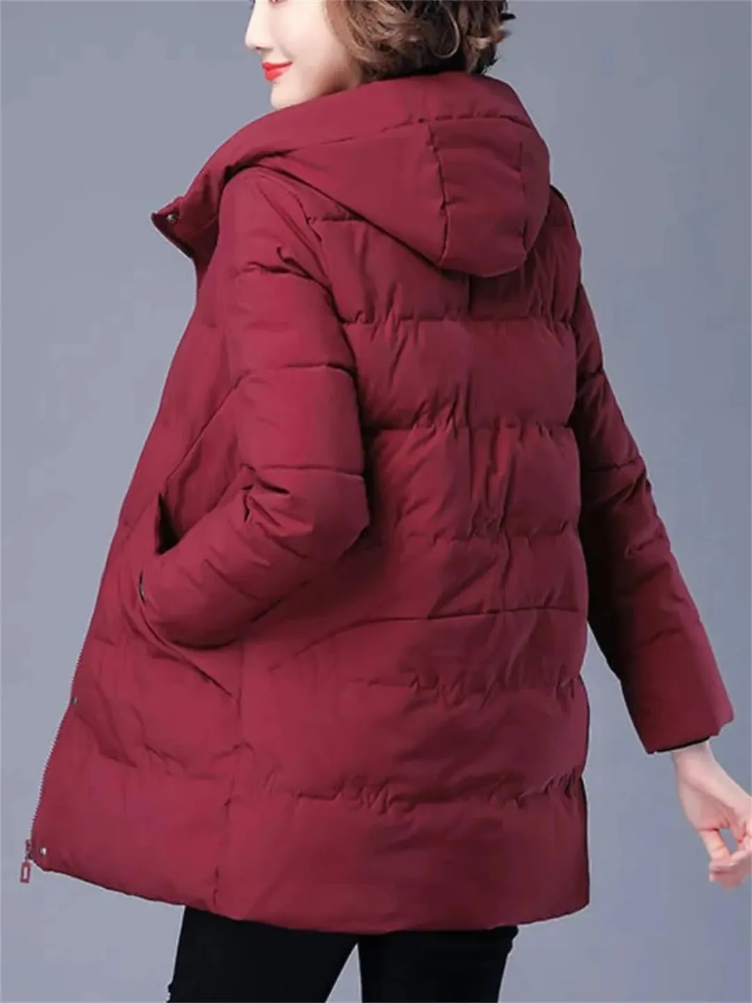 Women Winter Jacket Long Warm Parkas Coat Thicken Cotton Padded Coat Hooded Parka Loose Basic Outwear