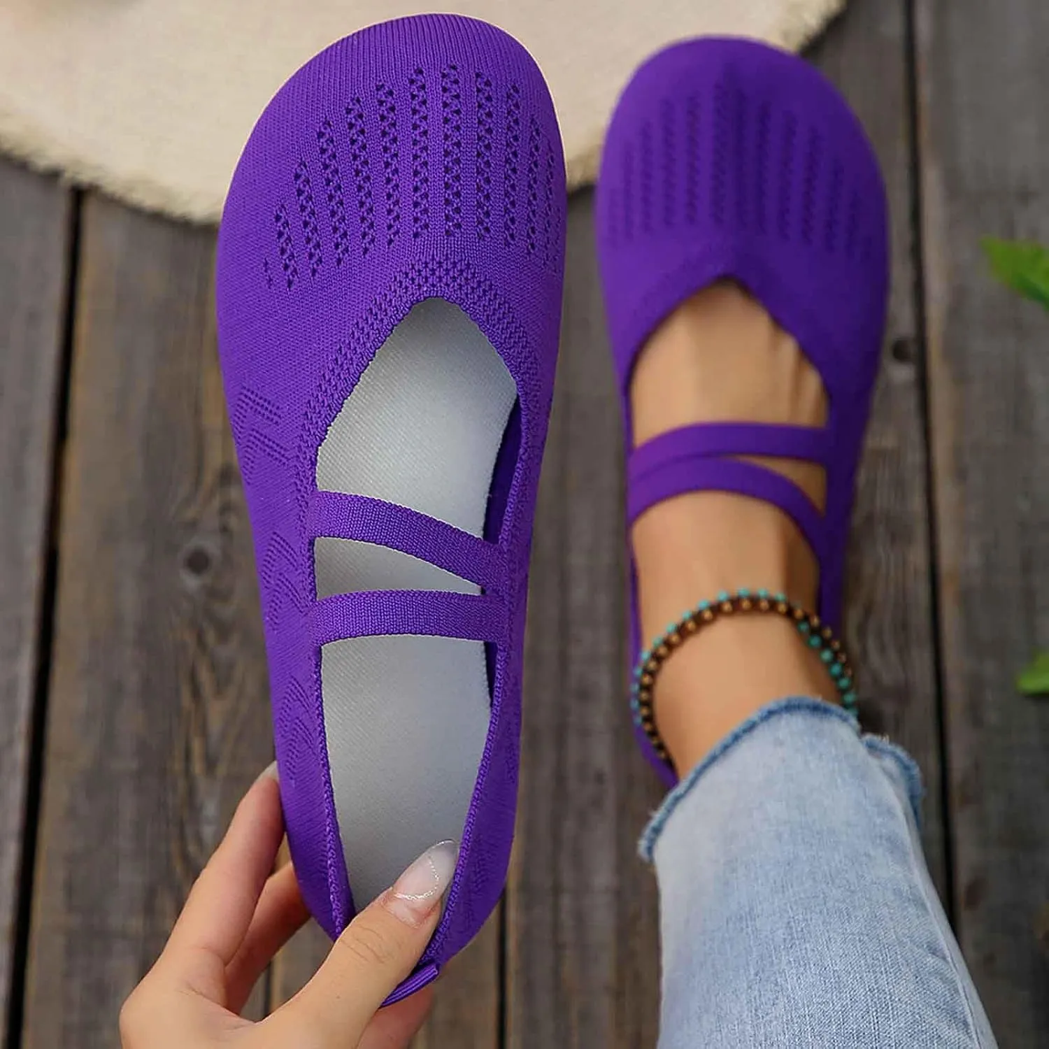 Women's Breathable Slip On Loafers Comfortable Casual Shoes for Daily Wear Spring Summer Fall Lightweight Flat