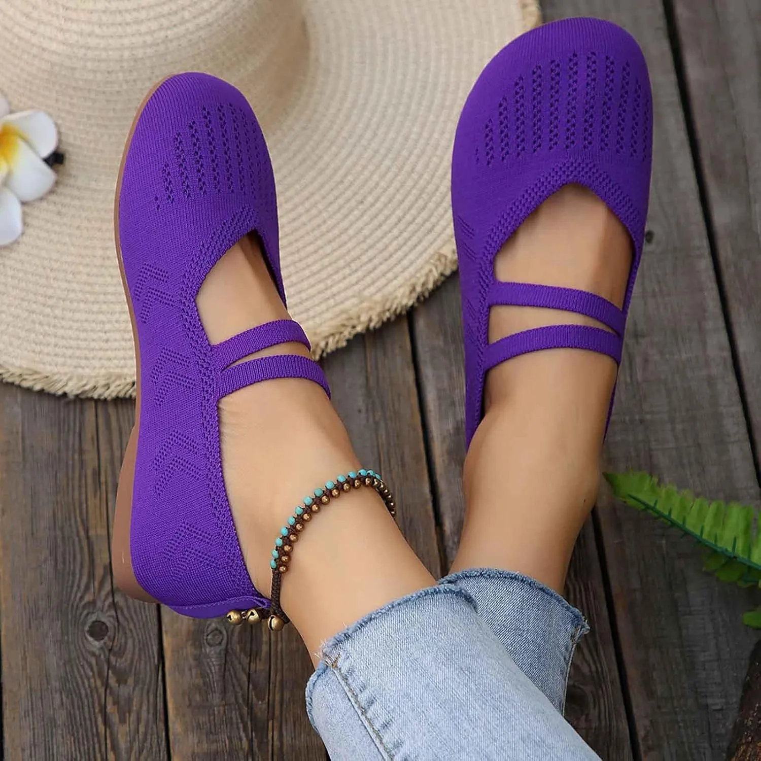 Women's Breathable Slip On Loafers Comfortable Casual Shoes for Daily Wear Spring Summer Fall Lightweight Flat