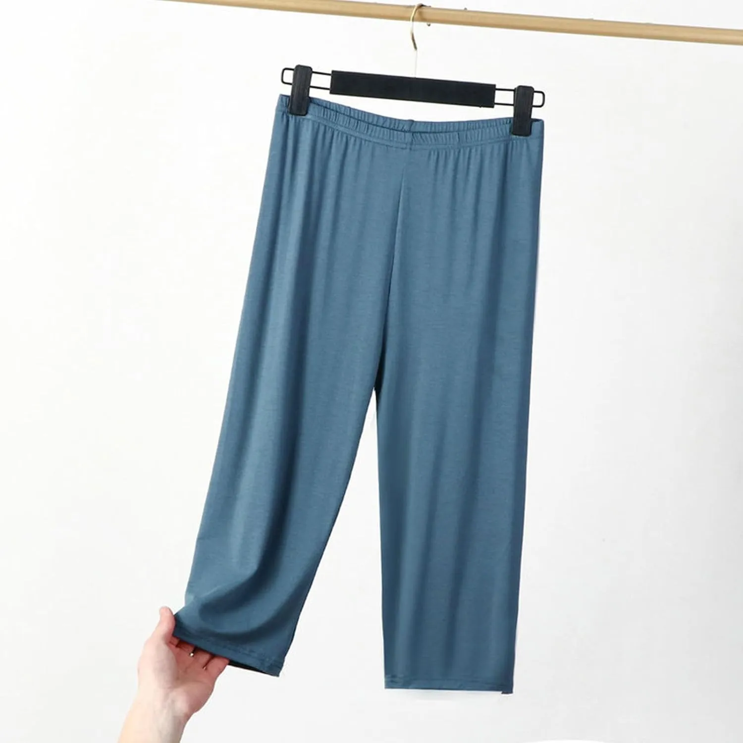 Women's Casual Capri Pants 3/4 Length Trousers, Ladies Thin Cropped Trouser Three Quarter Soft Shorts Bottom