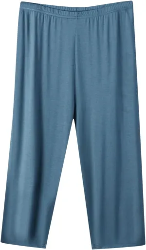 Women's Casual Capri Pants 3/4 Length Trousers, Ladies Thin Cropped Trouser Three Quarter Soft Shorts Bottom