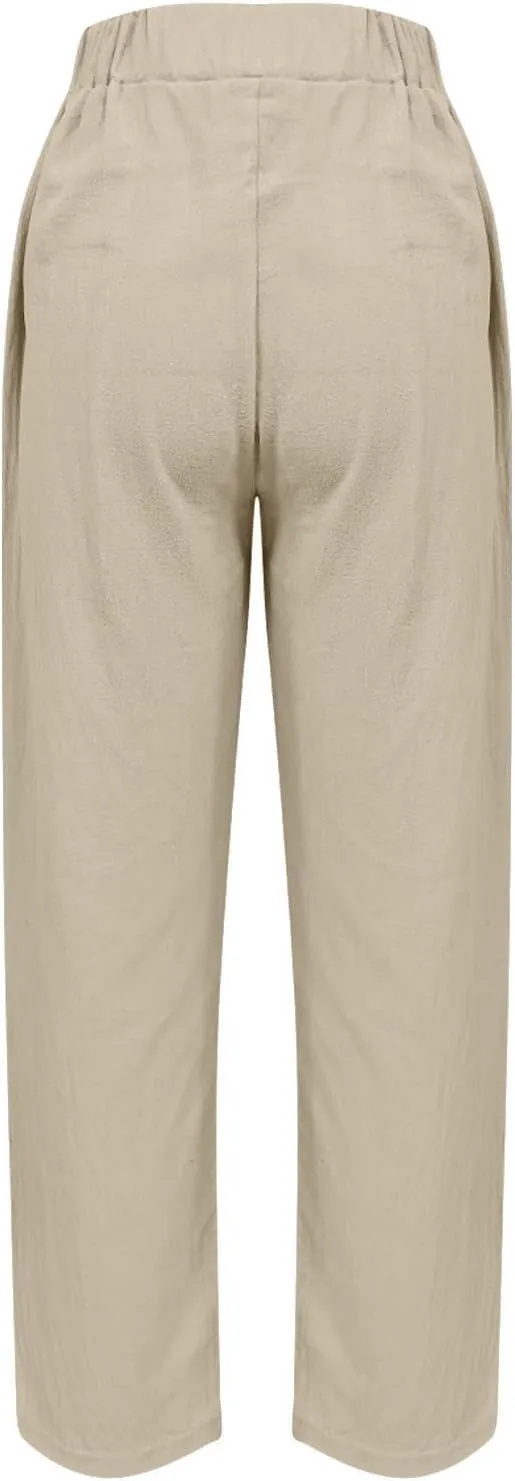 Women's Casual High Waist Wide Leg Straight Dress Pants Trousers with Pocket Long Palazzo Pants Regular Size